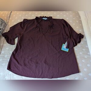 Cece Short Ruffle Sleeve 2x Blouse NWT